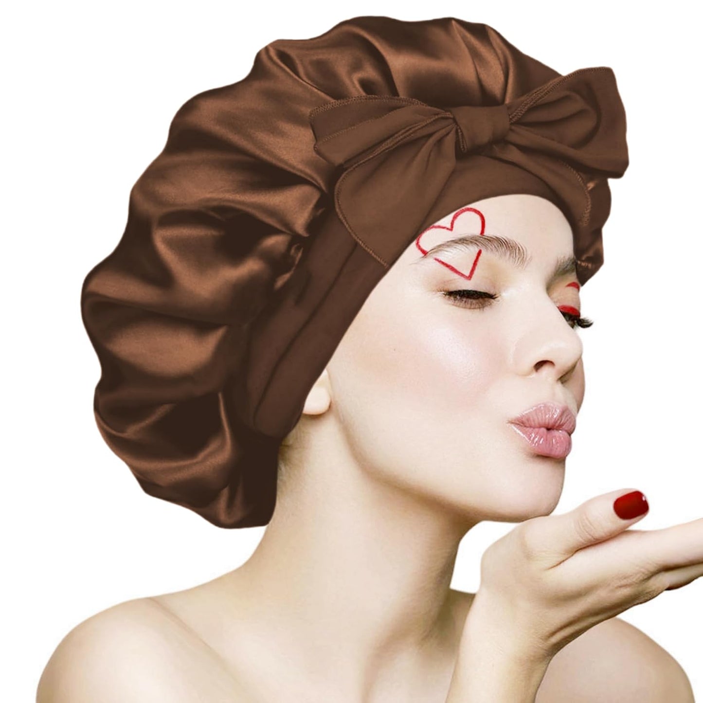 VECIIR Silk Bonnet for Sleeping Women, Ajustable Hair Bonnet for Curly Hairs Satin Bonnet Reduce Friction Prevent Frizz Black，Large