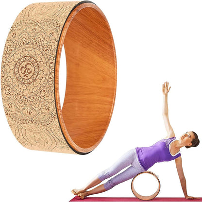 Cork Yoga Wheel for Stretching Flexibility Back Bends Deepen Yoga Pose Backbend Brown 5" x 12"