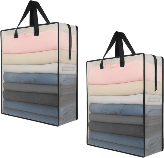 GONGKANGYUAN 2 Pack Clear Storage Bags with Zipper and Handles – Blanket Bags for Closet Storage, Moving & College Packing – Underbed Organizer for Clothes, Pillows, Bedding, Christmas Wreaths