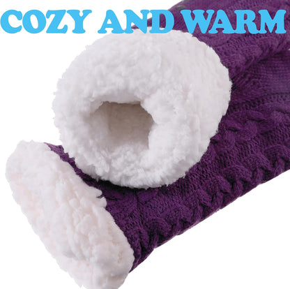 SDBING Women's Winter Super Soft Warm Cozy Fleece Lined Fuzzy Slipper Socks with Grippers