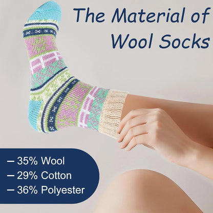 YANGYANG 5 Pairs Winter Warm Thick Crew Knit Socks for Women, Christmas Gifts, Stocking Stuffers