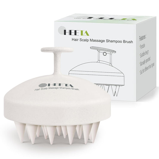 HEETA Scalp Scrubber Shampoo Brush, Scalp Massager Tool for Hair Growth, Soft Silicone Bristles for Dandruff Removal Wet Dry Use Women Men Kids Pet, Fit All Hair Types Care, Green