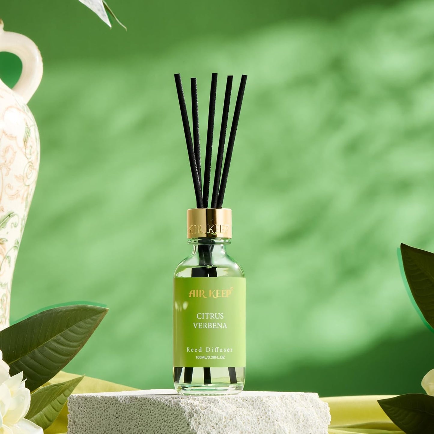 Airkeep Reed Diffuser Oil Set with Reed Sticks,Citrus Aromatherapy Oil Scent Diffuser for Home Office Bathroom Decoration Perfume and Gifts 3.38oz/100ml