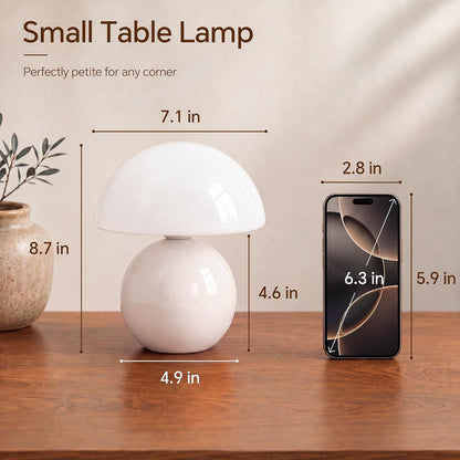 Dawnwake Mushroom Lamp Table Lamp for Bedroom-Small Desk Table Lamps,White