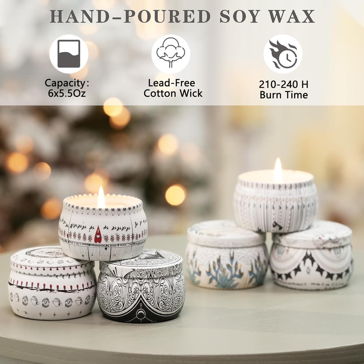 Candles, Scented Candles Gift Set for Women, 8 Pack Fruity Floral Soy Wax Aromatherapy Candles, Travel Tin Candles in Artist Gift Box, Birthday Gifts for Mom, Wife, Sister, Friend, Housewarming