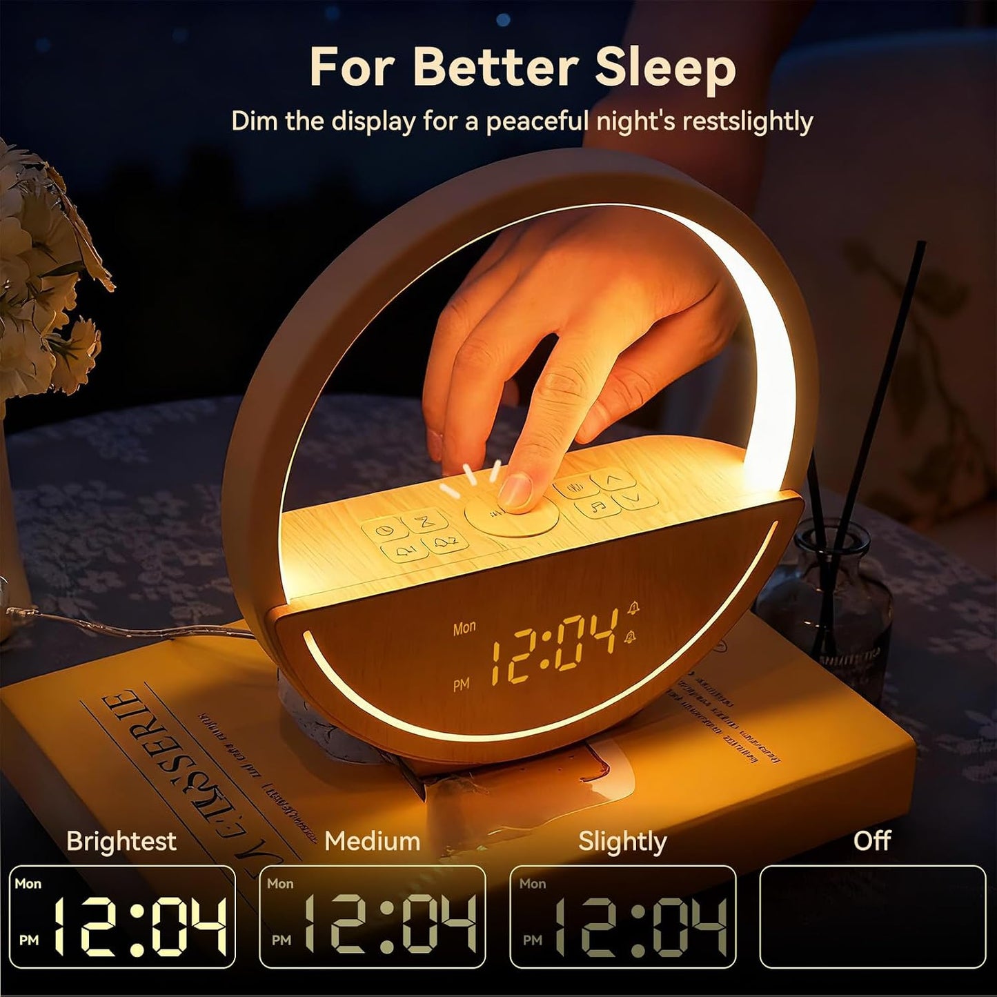Vivilumens Sunrise Alarm Clock - Gentle Wake Up White Noise Sound Machine Alarm Clocks with 20 Soothing Sounds for Bedroom, Dual Alarms for Heavy Sleepers, Touch Control Night Light, Snooze, Timer