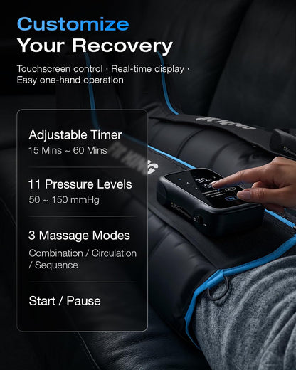 FIT KING Cordless Air Compression Recovery System - Professional Full Leg & Foot Massager Boots for Fast Recovery & Circulation - Rechargeable Compression Boot for Athletes (Medium)