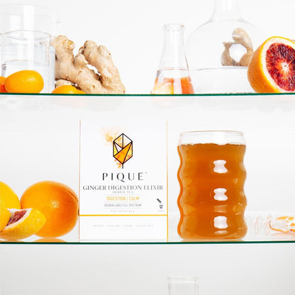 Pique Organic Ginger Digestion Elixir - Caffeine-Free Herbal Tea, Support Healthy Digestion and Metabolism - 14 Single Serve Sticks (Pack of 1)