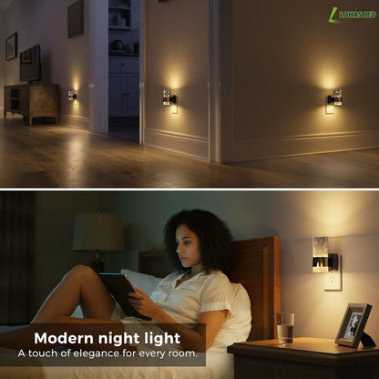 L LOHAS LED Night Lights Plug into wall, Amber Night Light with Adjustable Brightness, Plug in NightLight with Auto Light Sensor, Wall Sconce-Style Design Night Light for Bathroom,Hallway, 2 Pack