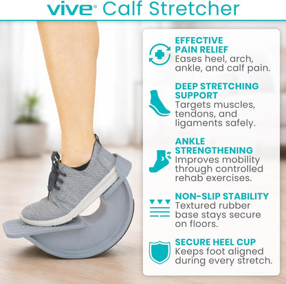 Vive Foot Rocker - Calf Stretcher for Achilles Tendinitis, Heel, Feet, Shin Splint, Plantar Fasciitis Pain Relief - Stretches Strained Leg Muscle - Ankle Wedge Stretch Improves Flexibility (Standard)