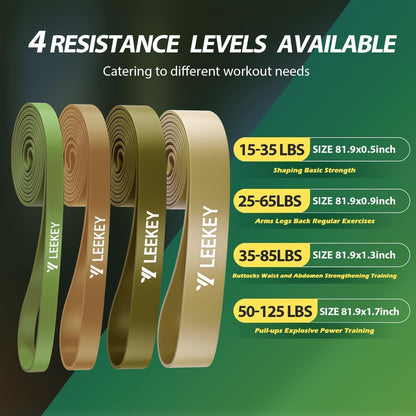 LEEKEY Pull Up Assistance Bands,Muit Levels Resistance Bands for Senior/Adults,Exercise Bands with Door Anchor, Strength Bands for Fitness Training, Physical Therapy,Home Gym Workouts