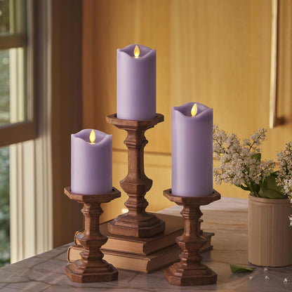 Matchless Candle Co. by Luminara Set of 3 Flameless LED Pillar Candles, Real Wax, Moving Flame (3x4.5, 3x5.5, 3x6.5 Inch, Unscented)