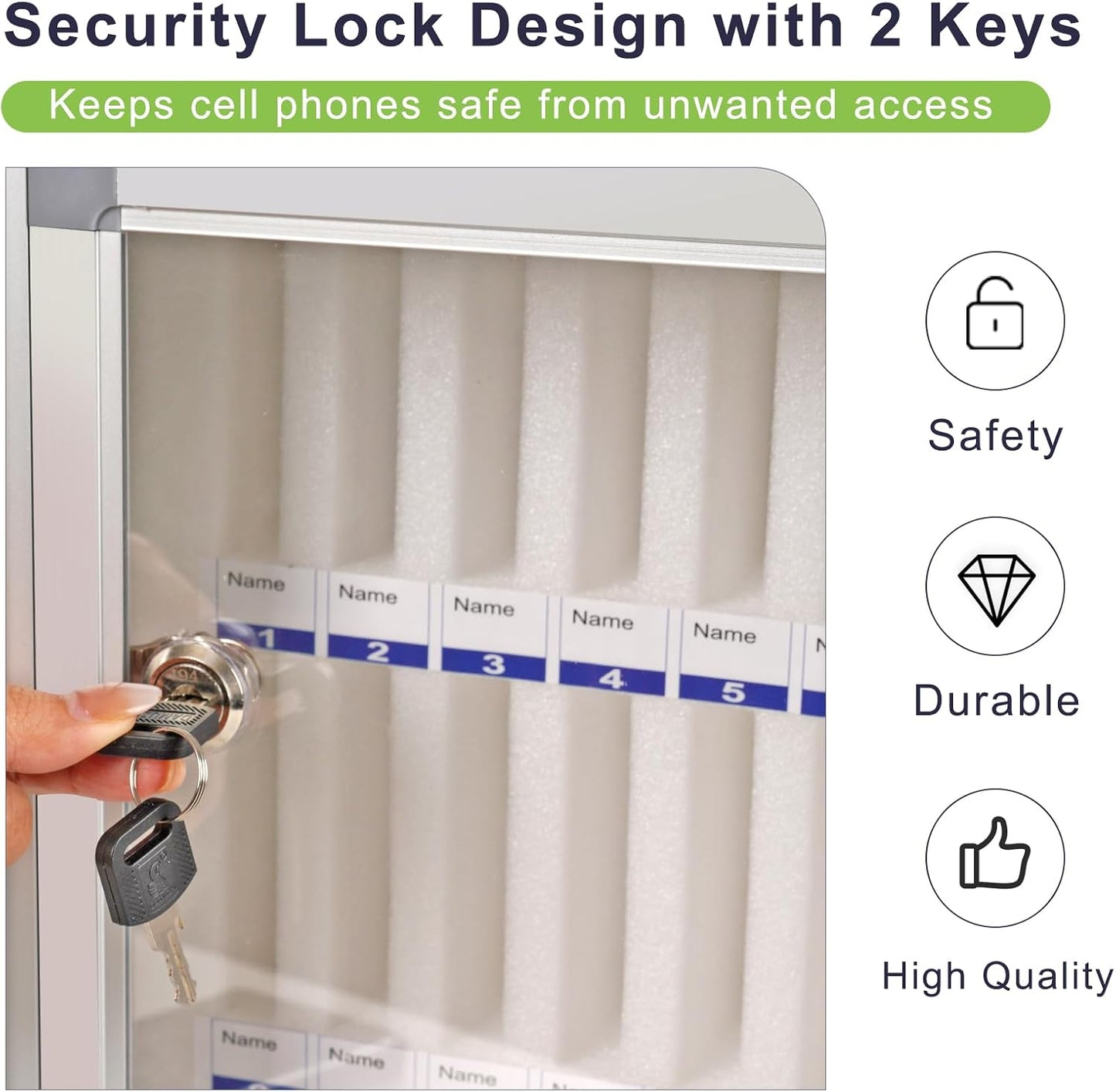 Aluminum Alloy Cell Phone Lock Box, Phone Holder for Classroom, 36 Slots