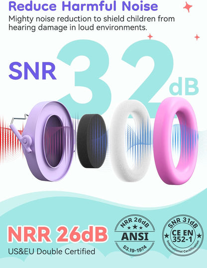 Dr.meter Ear Muffs for Noise Reduction: 27.4SNR Noise Cancelling Headphones for Kids Adults, EM100 Adjustable Hearing Protection Earmuffs for Monster Jam, Autism Sensory, Concerts, Fireworks