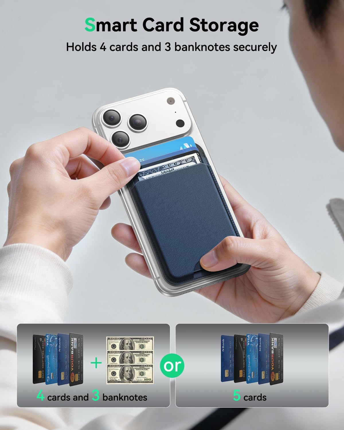 TWZKG for MagSafe Wallet, Works with Apple Find My,5 Card Holder with Stand