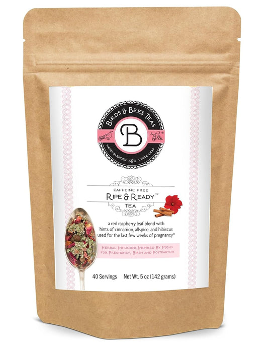 Birds & Bees Teas - Red Raspberry Leaf Tea Pregnancy, Ripe & Ready Third Trimester Tea to Prepare Your Body for Labor and Birth - 40 Servings, 5.0 oz