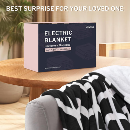 VENTIMI Electric Blanket Heated Throw, 50" x 60" Heated Blanket with 5 Heat Levels & 3 Hours Auto Off, Fast Heating Blankets with ETL & FCC Certification, Grey