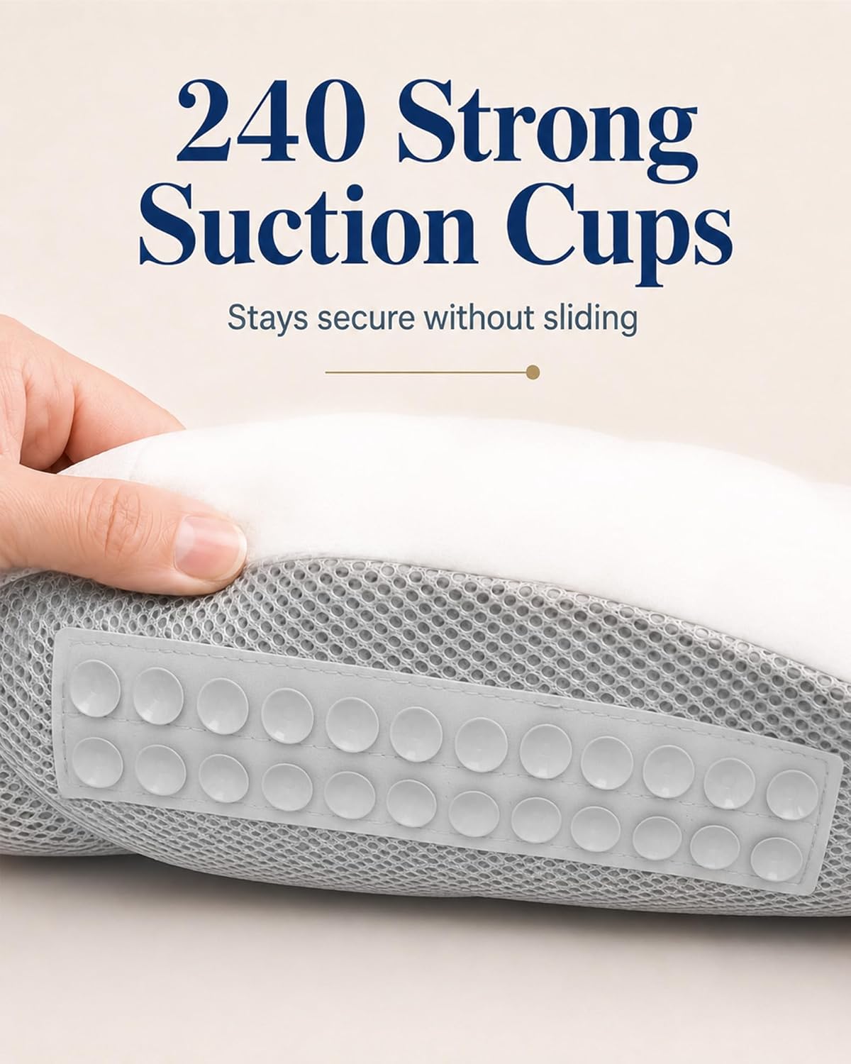 Full Body Bath Pillow for Bathtub, Extra Thick Luxury Bath Cushion with Adjustable Lumbar Support, 240 Suction Cups, Quick Dry 5D Mesh Tub Pillow for Home Spa Relaxation 52" x 17"