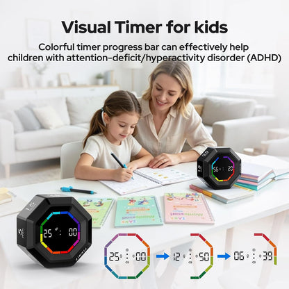 Visual Timer for Kids Kitchen Timer Pomodoro Magnetic Visual Countdown