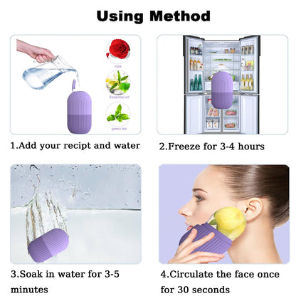 Joyeee Ice Face Roller, Reusable Silicone Mold Face Massage Eye Facial Beauty Skin Care Tools Apply Ice for Shrink Pores Anti Wrinkle Reduce Puffiness Improve Skin Elasticity, Striped