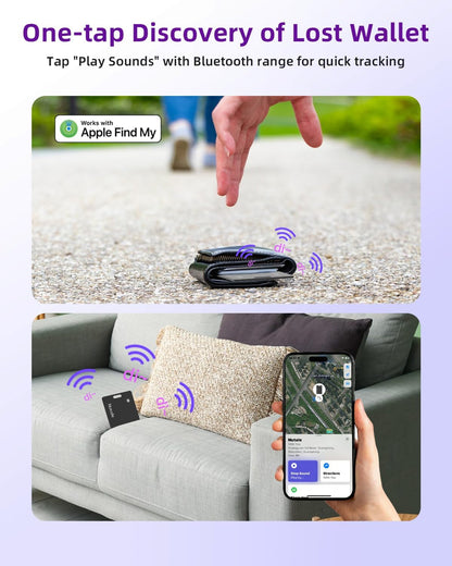 Rechargeable Wallet Tracker Tag Card, Works with Apple Find My
