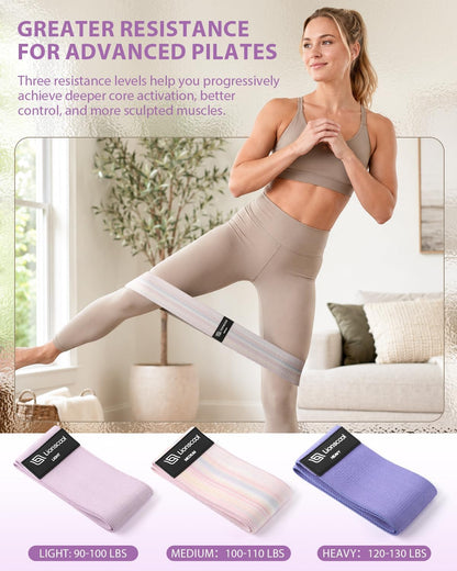 LIONSCOOL Pilates Ring Set – 14" Anti-Deformation Magic Circle with Padded Handles, Mini Ball, Resistance Bands, Guide & Bag