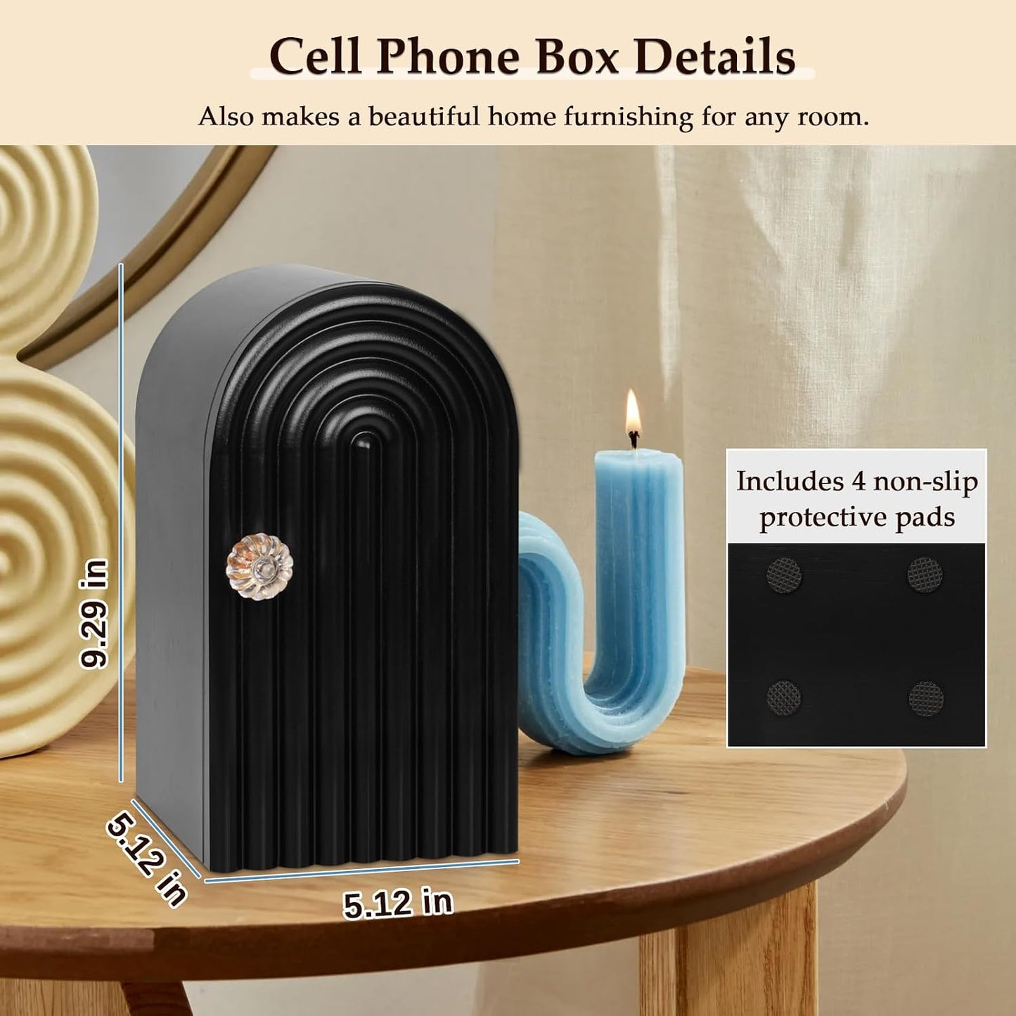 Phone Box for Family Time, Bamboo Cell Phone Jail, 3 Sections Hold 6 Phones, with Charging Holes, Phone Holder Self-Discipline Box, Help Kids Adults Focus Back, Mobile Phone Addiction (White)