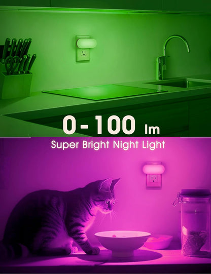 DORESshop Amber Night Light, Auto On/Off, 0-100 LM Adjustable Brightness, Dimmable Plug Into Wall Light Sensor Night Light for Kids Room, Bedroom, Stair Lights, Amber, 1W, 2 Pack