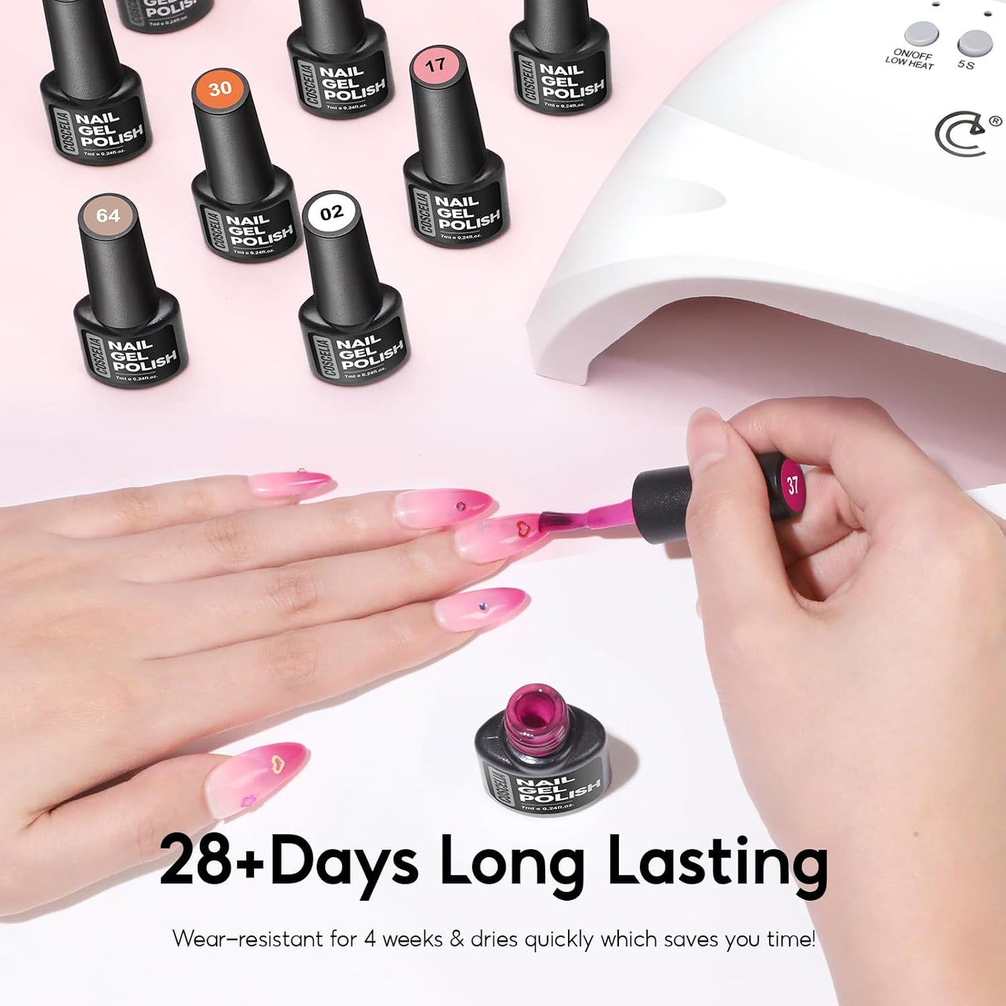 COSCELIA 53pcs Gel Nail Polish Kit with U V light and Drill Starter Kit 35 Colors Gel Nail Polish with 5pcs Top Base Coat Nail Art Professional Gel Manicure Kits Gifts for Women Teens Girls