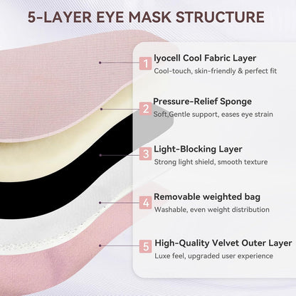 Lyocell Weighted Sleep Eye Mask for Women Men, 5.3oz & 7oz, Cooling, Removable Washable Weighted Bag, Light Blocking Eye Cover, Soft Eye Shade for Travel Essentials, Office Naps, Gift,Purple
