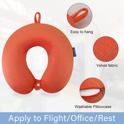 Neck Pillows for Sleeping Travel Pink Travel Pillow Comfortable U Shape Memory Foam Pillows Neck and Head Support Portable Travel Neck Pillow Suitable for Planes, Trains, Self-Driving Cars