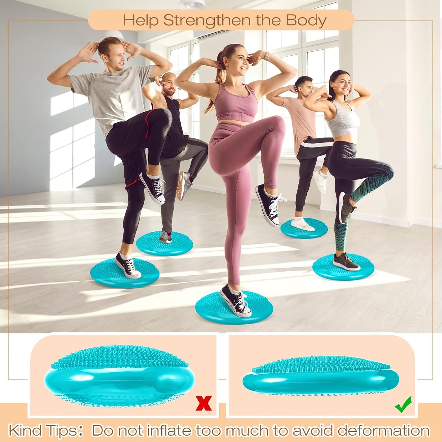 Amylove 6 Pcs Wiggle Seat Inflated Wobble Cushion for Sensory Kid 13 Inch Balance Disc Kids Flexible Seating Exercise Sensory Pad Chair Cushion for Classroom Office School (Bright)