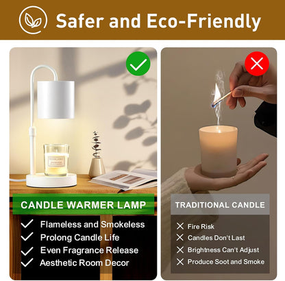 Briever Dimmable Candle Warmer Lamp with Timer, Height Adjustable Electric Candle Wax Warmer, Christmas Birthday Gifts for Women Mom, House Warming Gifts New Home Room Decor, Walnut Solid Wood Base