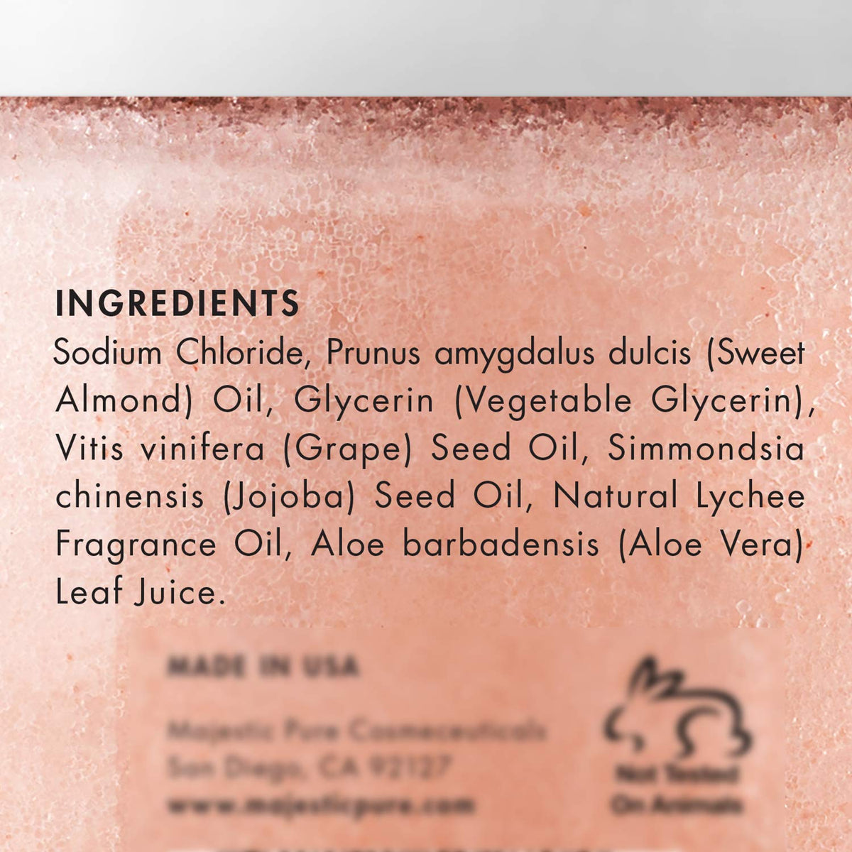 Majestic Pure Himalayan Salt Body Scrub, Lychee Oil Exfoliant, 10 Oz