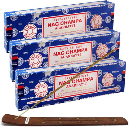 TRUMIRI Incense Stick Holder Bundle with Satya Sai Baba Nagchampa 250g Bulk Incense Sticks Nag Champa Agarbatti - Pack of 1 (Approx 250 Insence-Sticks)