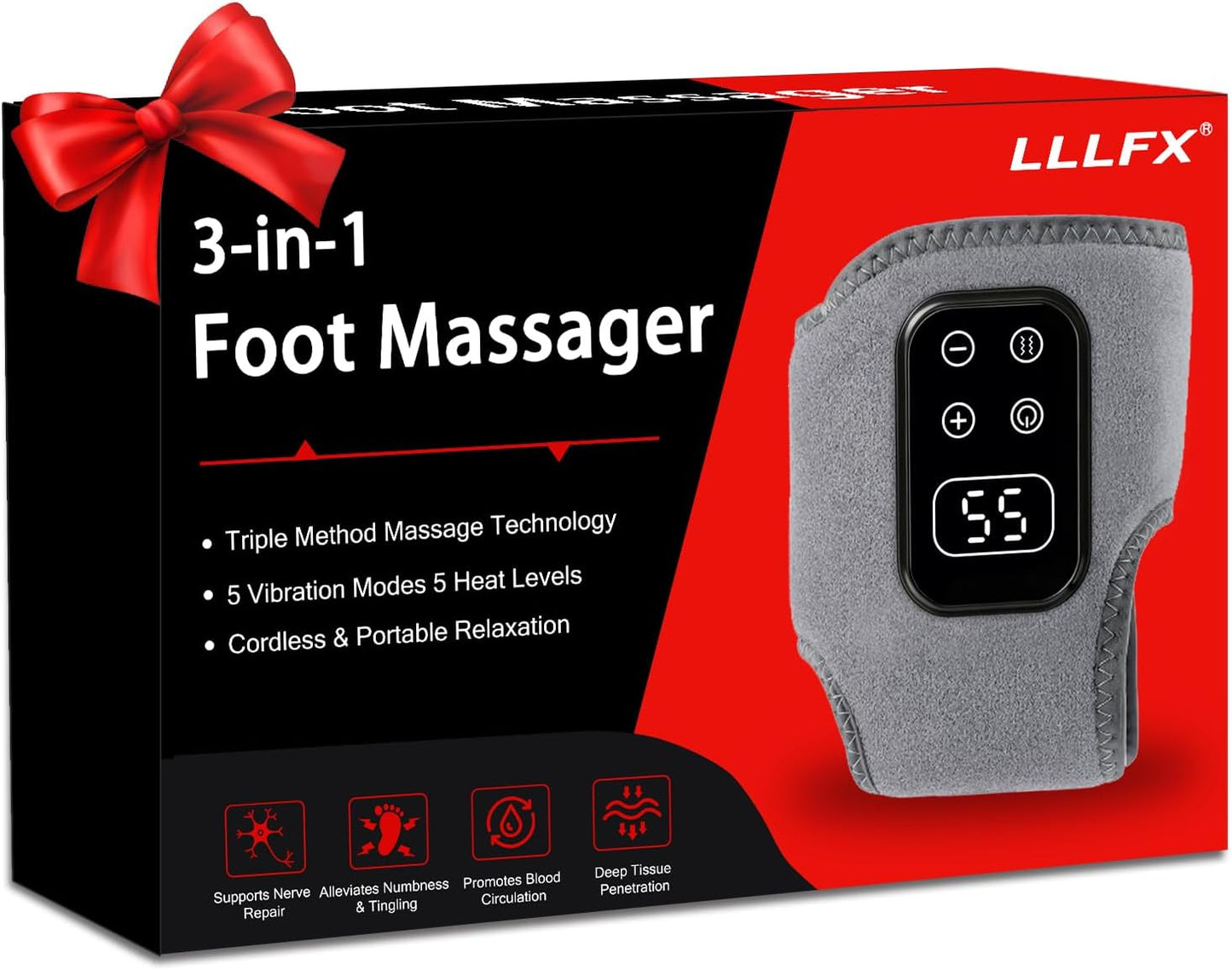 2-Pack 2026 Upgraded 3-in-1 Foot and Ankle Massager - 5 Vibration Modes and 5 Heating Levels, Suitable for Relieving Daily Foot Fatigue, Wireless and Portable，Grey