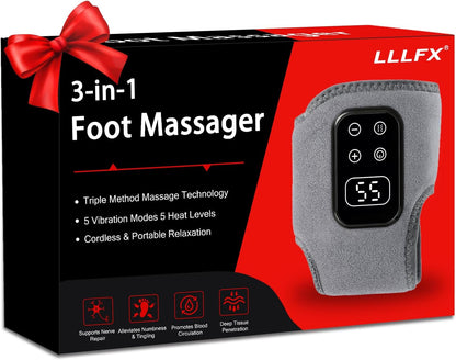 2-Pack 2026 Upgraded 3-in-1 Foot and Ankle Massager - 5 Vibration Modes and 5 Heating Levels, Suitable for Relieving Daily Foot Fatigue, Wireless and Portable，Grey