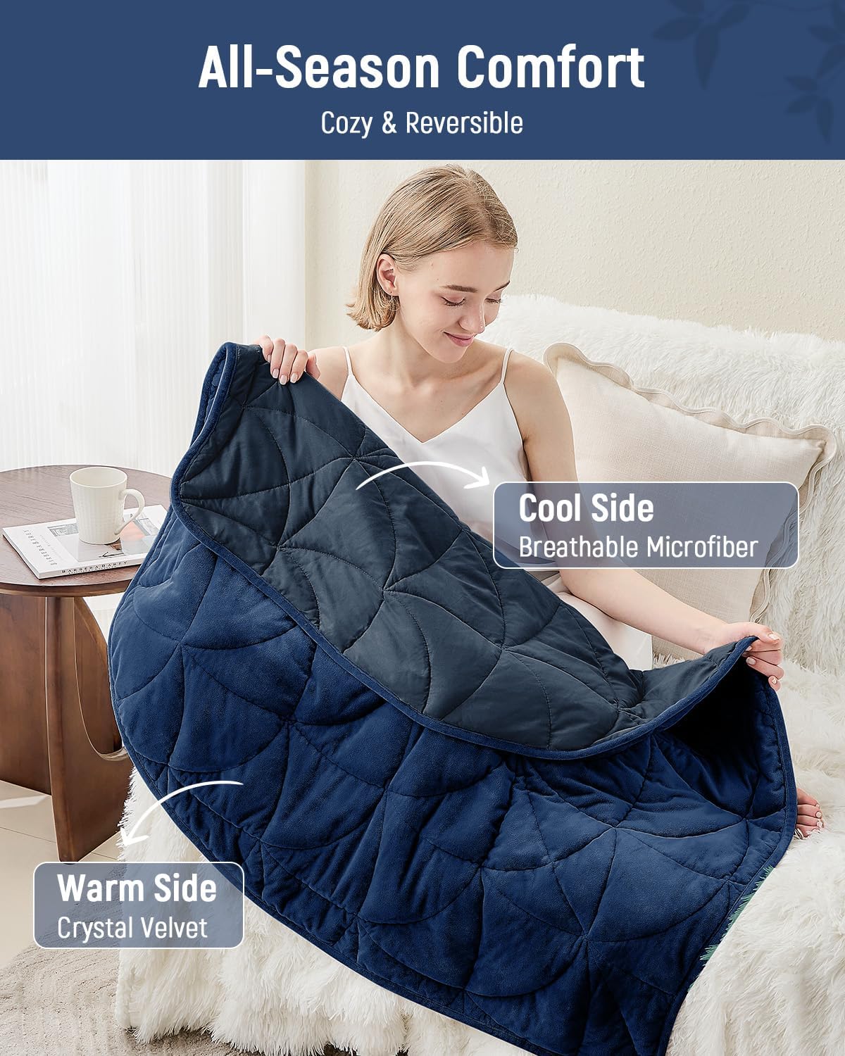 Weighted Lap Blanket 7 lbs for Adults, Luxury Soft Small Weighted Blanket, Compact Portable Weighted Lap Pad for Relaxation, Sleeping, Travel, All-Season Use, Forest Green, 40" x 52"