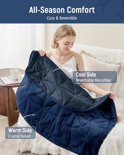 Weighted Lap Blanket 7 lbs for Adults, Luxury Soft Small Weighted Blanket, Compact Portable Weighted Lap Pad for Relaxation, Sleeping, Travel, All-Season Use, Forest Green, 40" x 52"