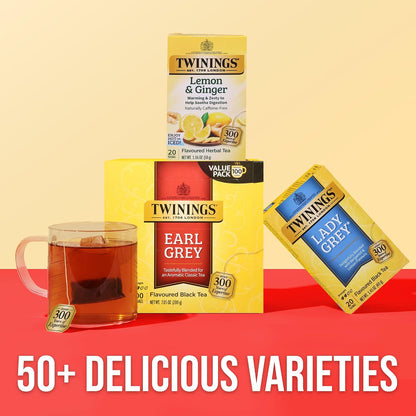 Twinings Earl Grey Black Bergamot Caffeinated Tea Bags, 100 CT Box (1 Pack)