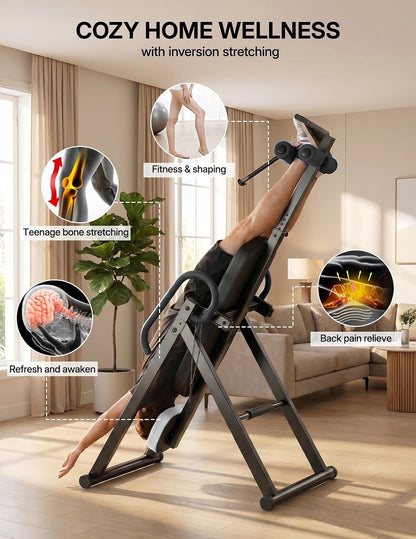 YOLEO Gravity Inversion Table for Back Pain Relief 2026 New Inversion Table w/Lumbar Support Easy to Assemble Back Stretcher Machine 300 lbs