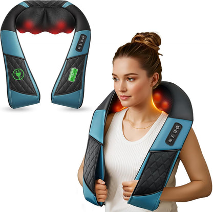 COMFIER Cordless Neck and Shoulder Massager with Heat, Wearable 4D Shiatsu Deep Tissue Kneading for Desk Workers and Drivers, Hands-Free Straps, FSA Eligible HSA Gift