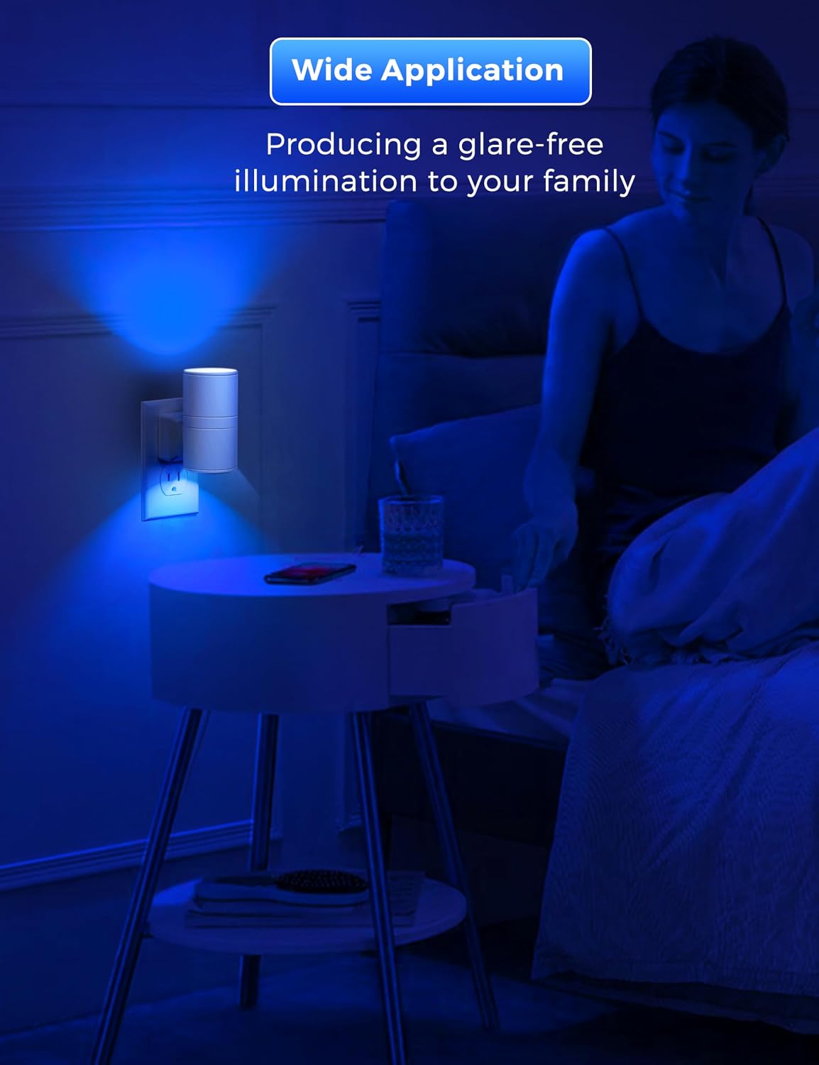 L LOHAS LED Night Light, Amber Nightlight, Dimmable Night Light 100LM, Light Sensor, Yellow Nightlight, Sleep Light for Kids, Soft & Warm Light for Bedroom, Hallway, Bathroom, 2 Pack