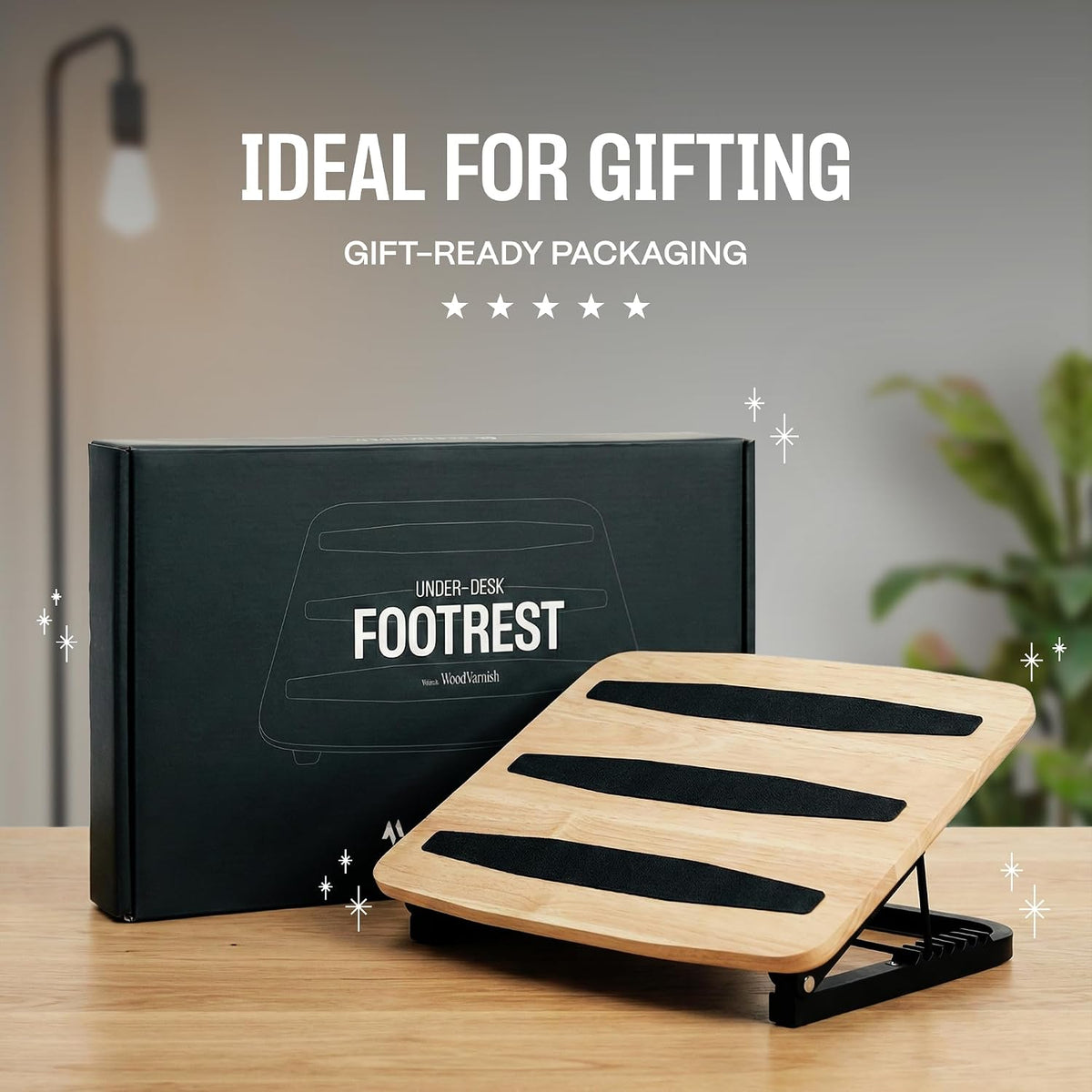 Adjustable Under Desk Foot Stool - Ergonomic Foot Rest with 7 Angles - Walnut