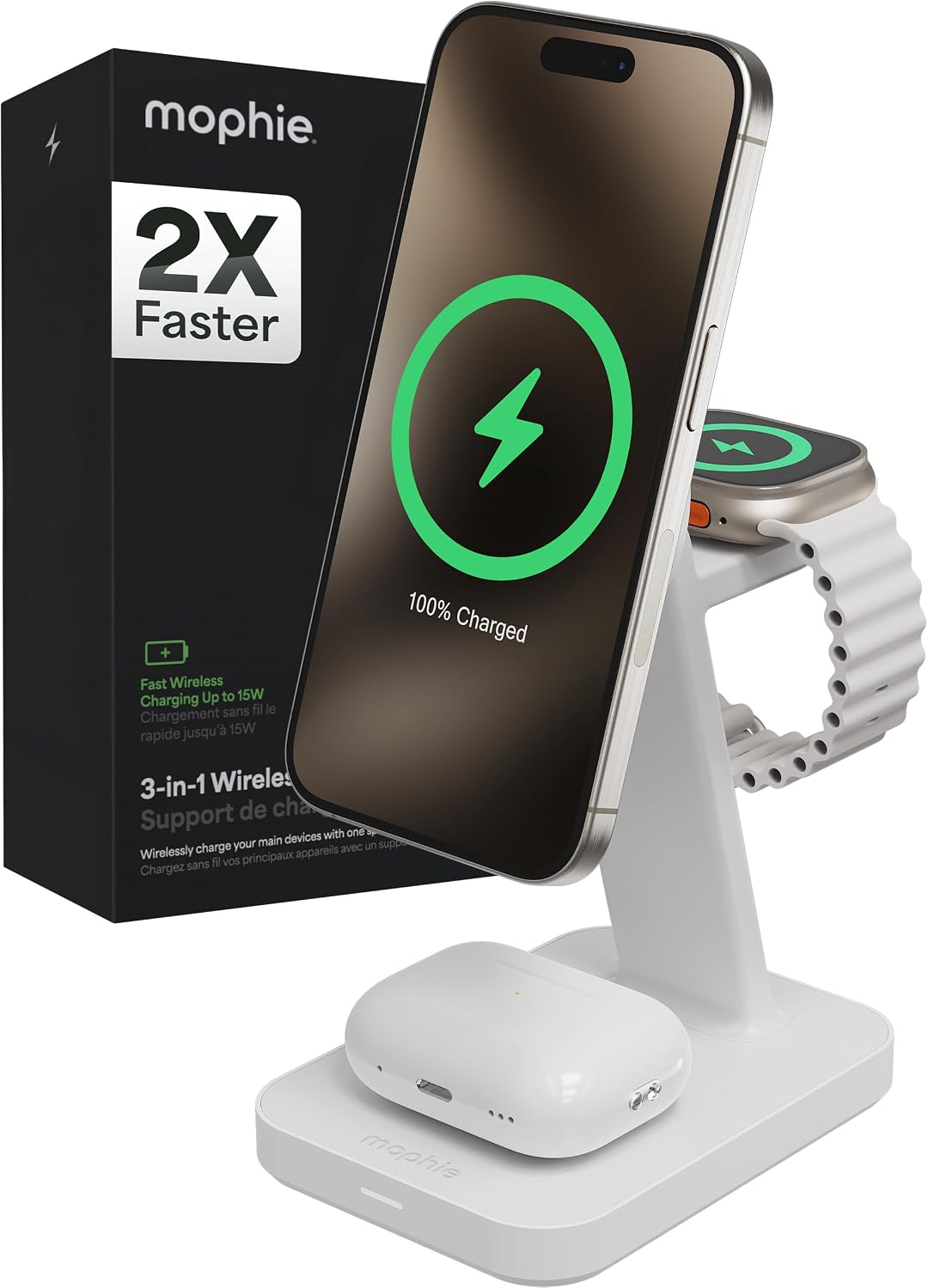 Mophie Snap+ 3-in-1 Wireless Charging Stand - MagSafe & Qi2 Certified