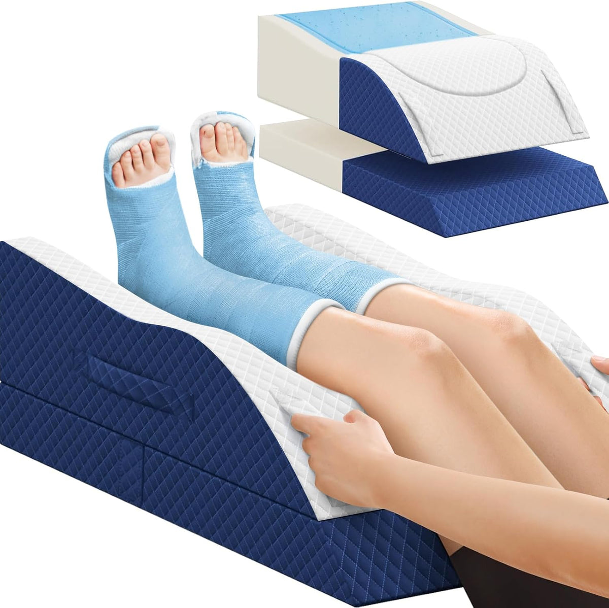TranquilRelax Leg Elevation Pillows for After Surgery, Wedge Pillow, Grey