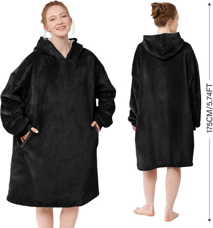 LetsFunny Blanket Hoodie,Oversized Wearable Sherpa Fleece Blanket Sweatshirt,Super Soft Warm Cozy with Giant Pocket,Gifts for Women Men Adults Teenagers, One Size Fits All