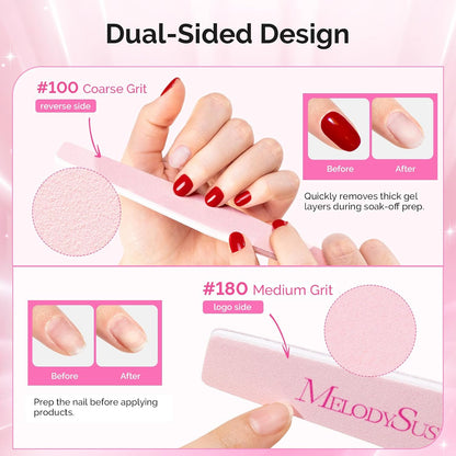 MelodySusie 16Pcs Professional Nail Buffer Kit,Nail Files and Buffers,Nail Buffer Block,Nail Brush, Nail File Buffers Kit for Natural Nails,DIY,Home Use,Salon（100/180 Grit）