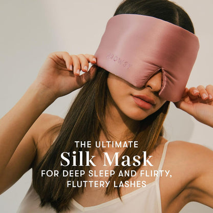 DROWSY Eyelash Protecting Silk Sleep Mask for Natural Lashes & Extensions. Deep Eye Cups, Zero Pressure, Total Blackout, Full Wraparound (Moonlight Shadow)