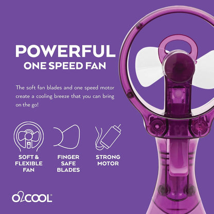 O2COOL Deluxe Handheld Misting Fan Battery Powered Green